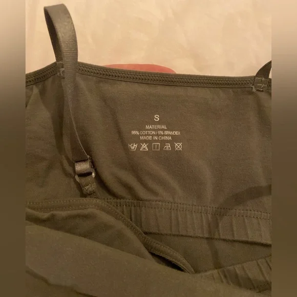 Olive Plain Cami With Bra Shelf - Picture 3 of 4